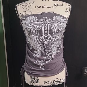 ROMWE Gray Cross and Wings Camisole
